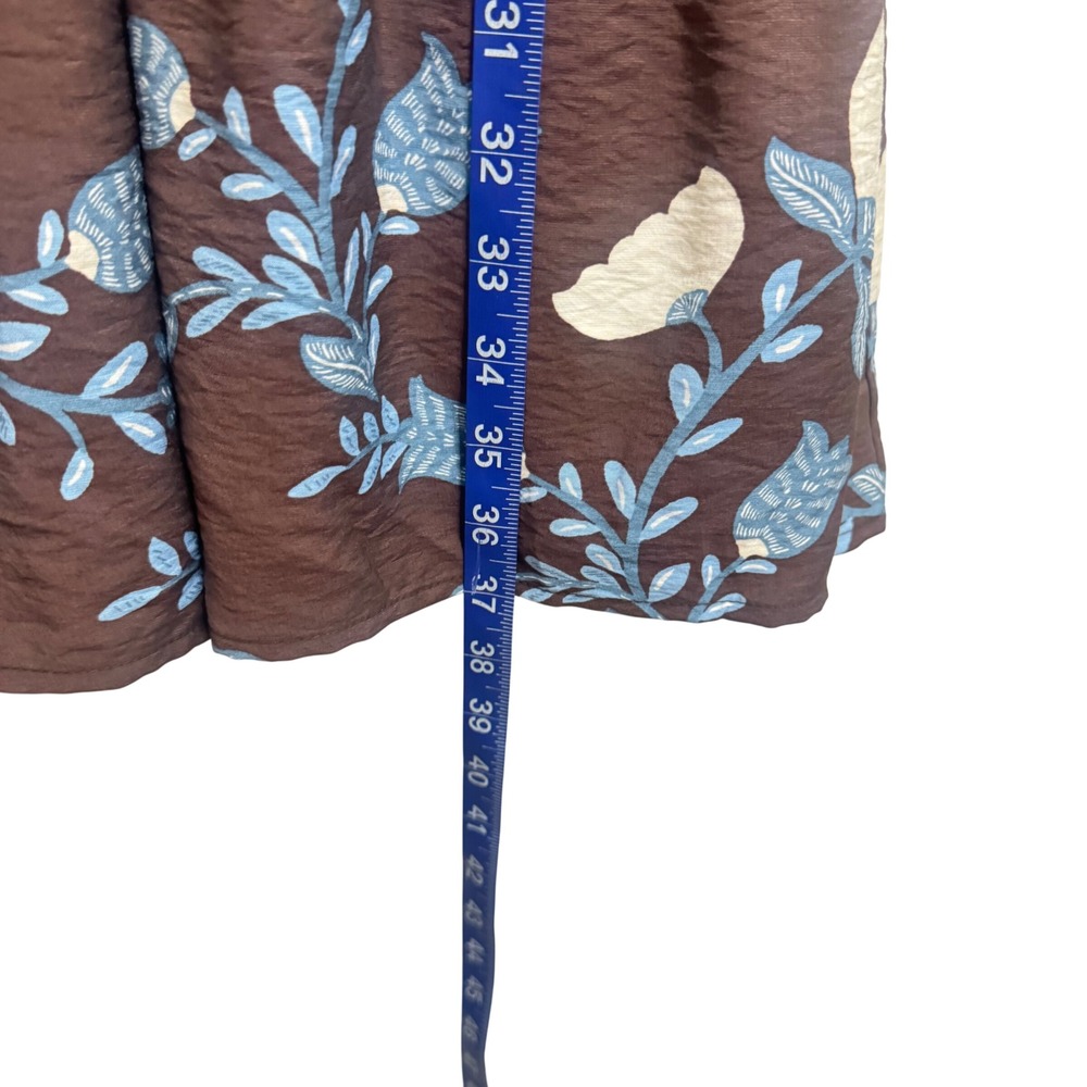 LOFT Garland Pleated Mini Flounce Dress Womens XXL Brown Floral NWT 39728180 - Picture 8 of 9